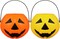 2Pcs Plastic Bucket Halloween Pumpkin Bucket (Orange) 7"L x 7"W x 5.5"H